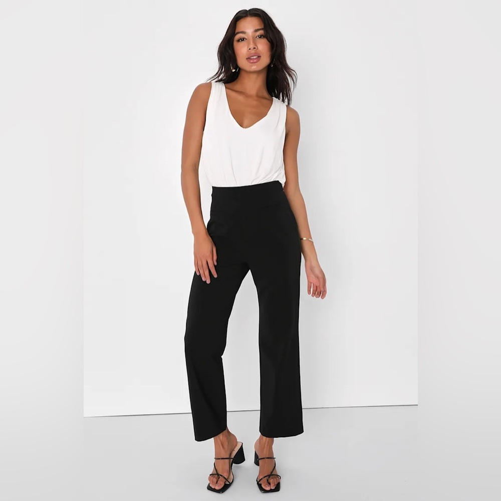 Lulu's Black and White Wide Leg Jumpsuit